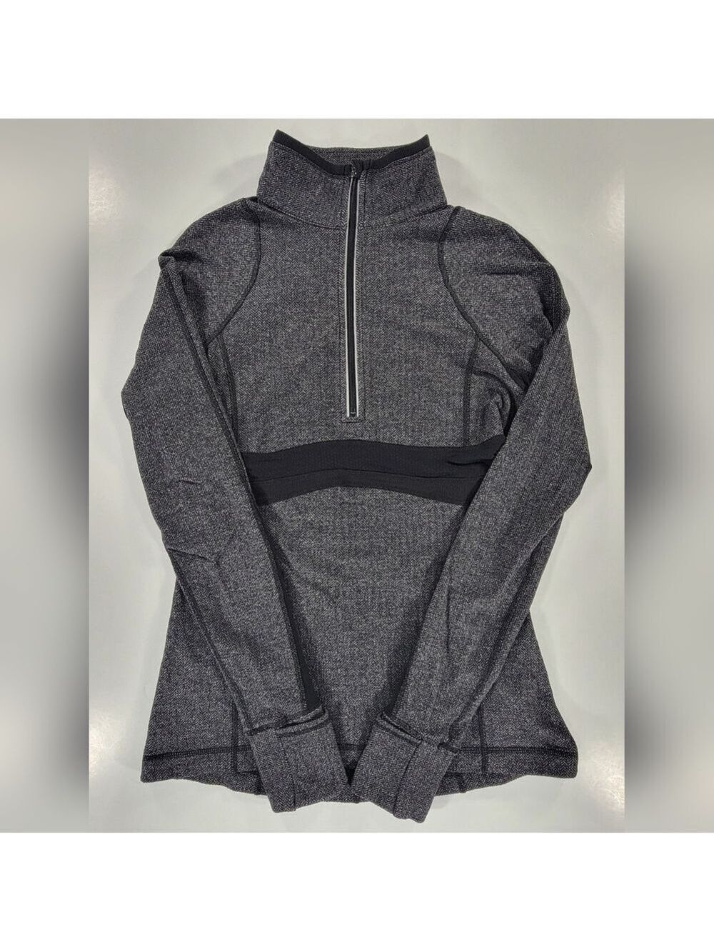 Lululemon Run Full Tilt Half Zip Pullover Womens 6 Black Gray Performance Spring
